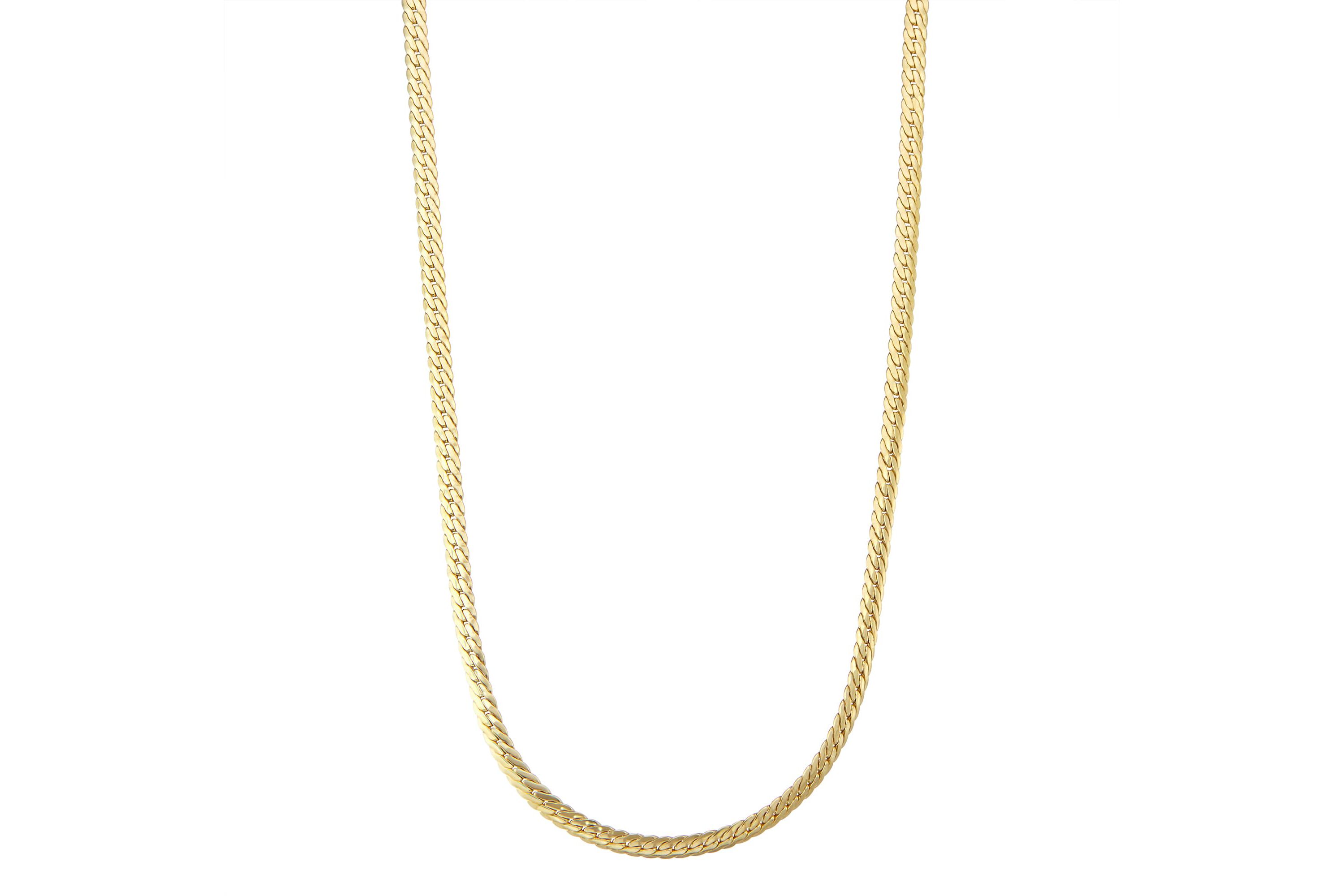 10Kt White Gold Mens 3.9mm Tight Herringbone Chain Necklace