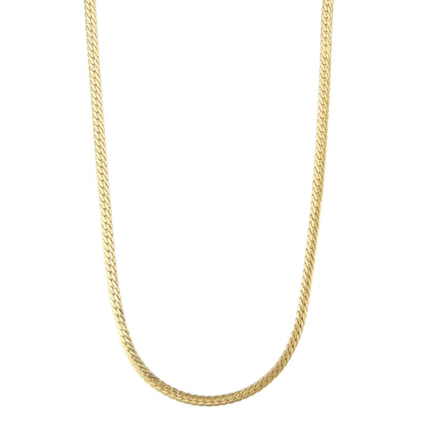 10Kt White Gold Mens 3.9mm Tight Herringbone Chain Necklace