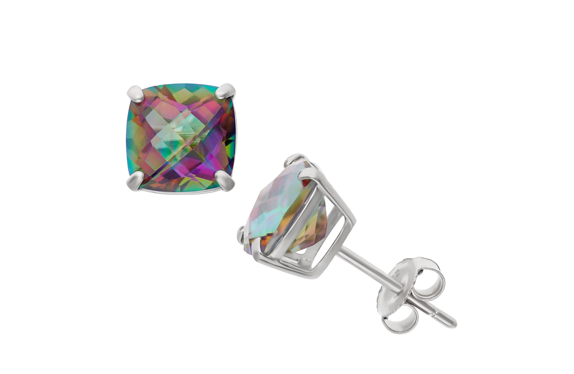Sterling Silver 8mm Ametheyst Cushion Stud Earrings