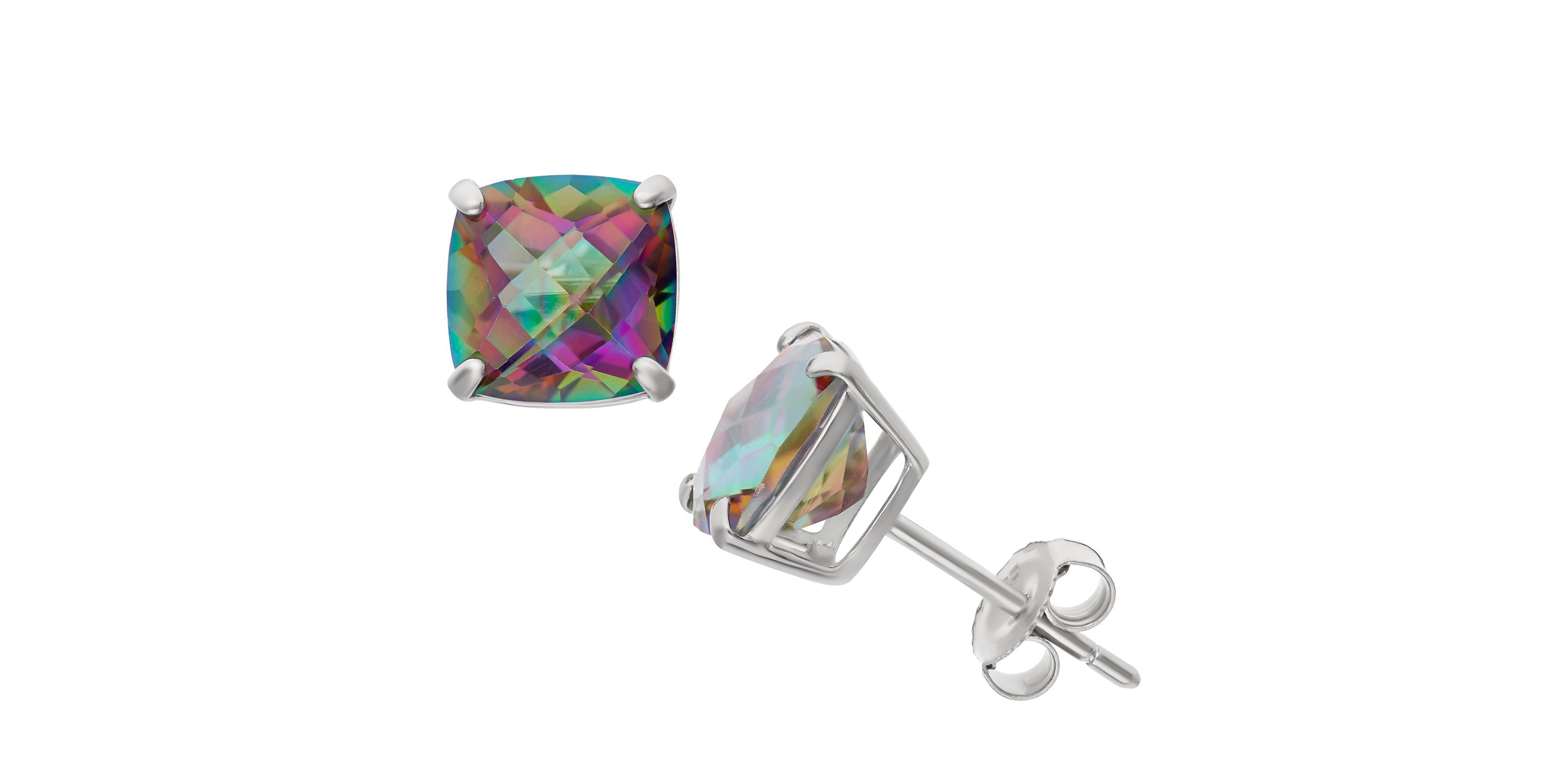 Sterling Silver 8mm Ametheyst Cushion Stud Earrings