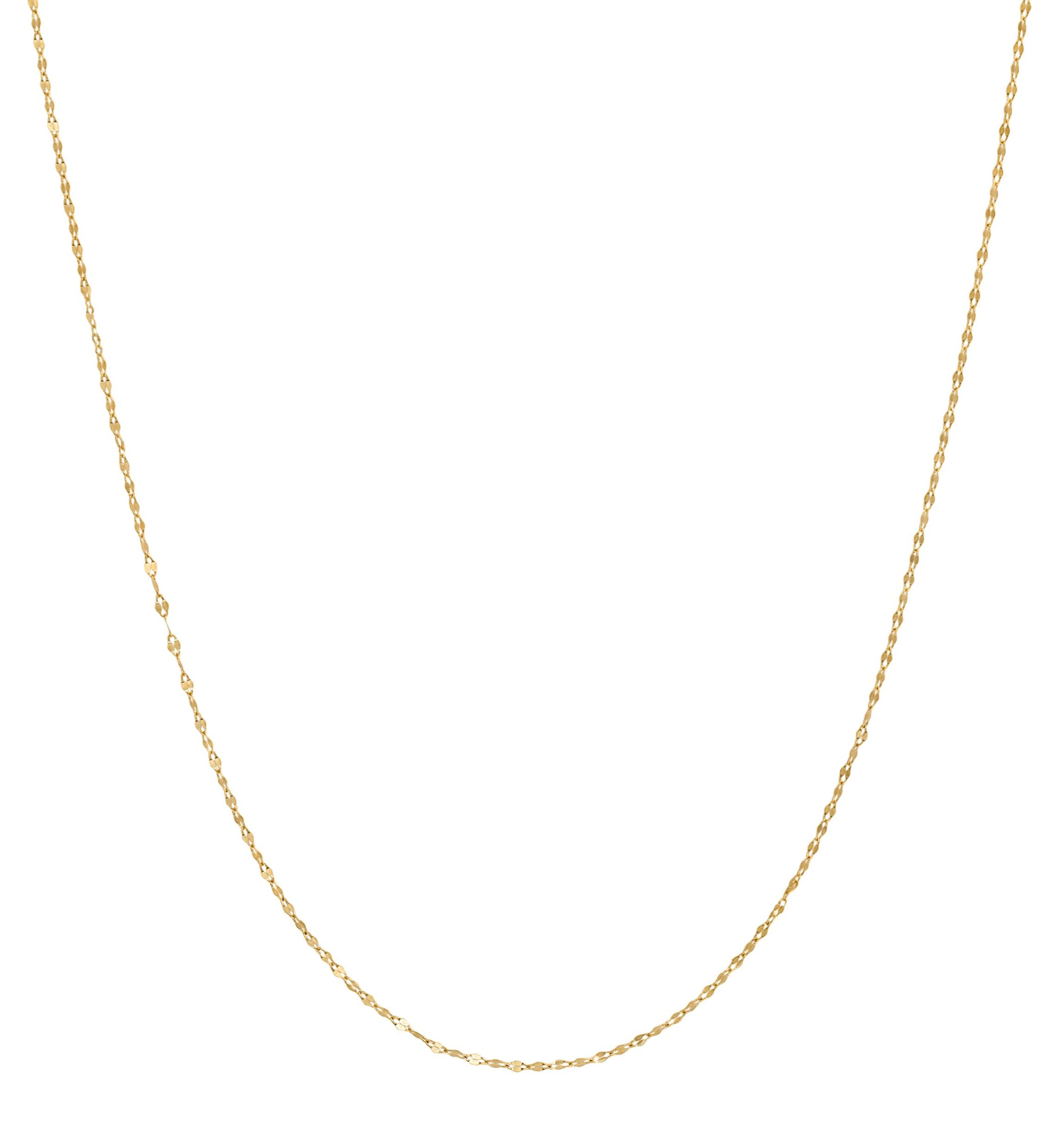 14Kt Gold 2mm Mirror Chain Necklace