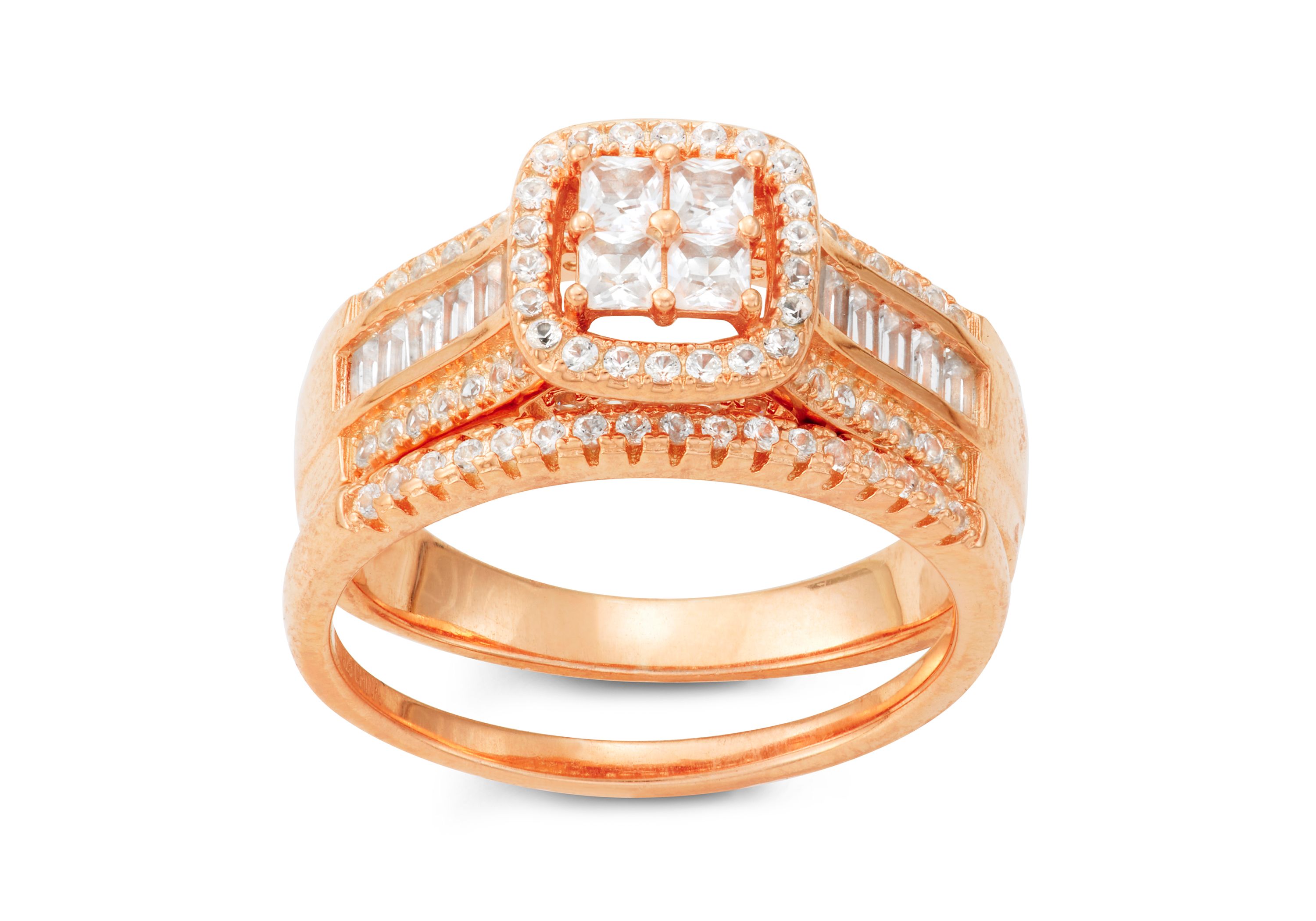 Lab Created Sterling Silver Created White Sapphire 2 Pc Ring