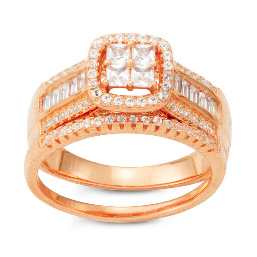 Lab Created Sterling Silver Created White Sapphire 2 Pc Ring