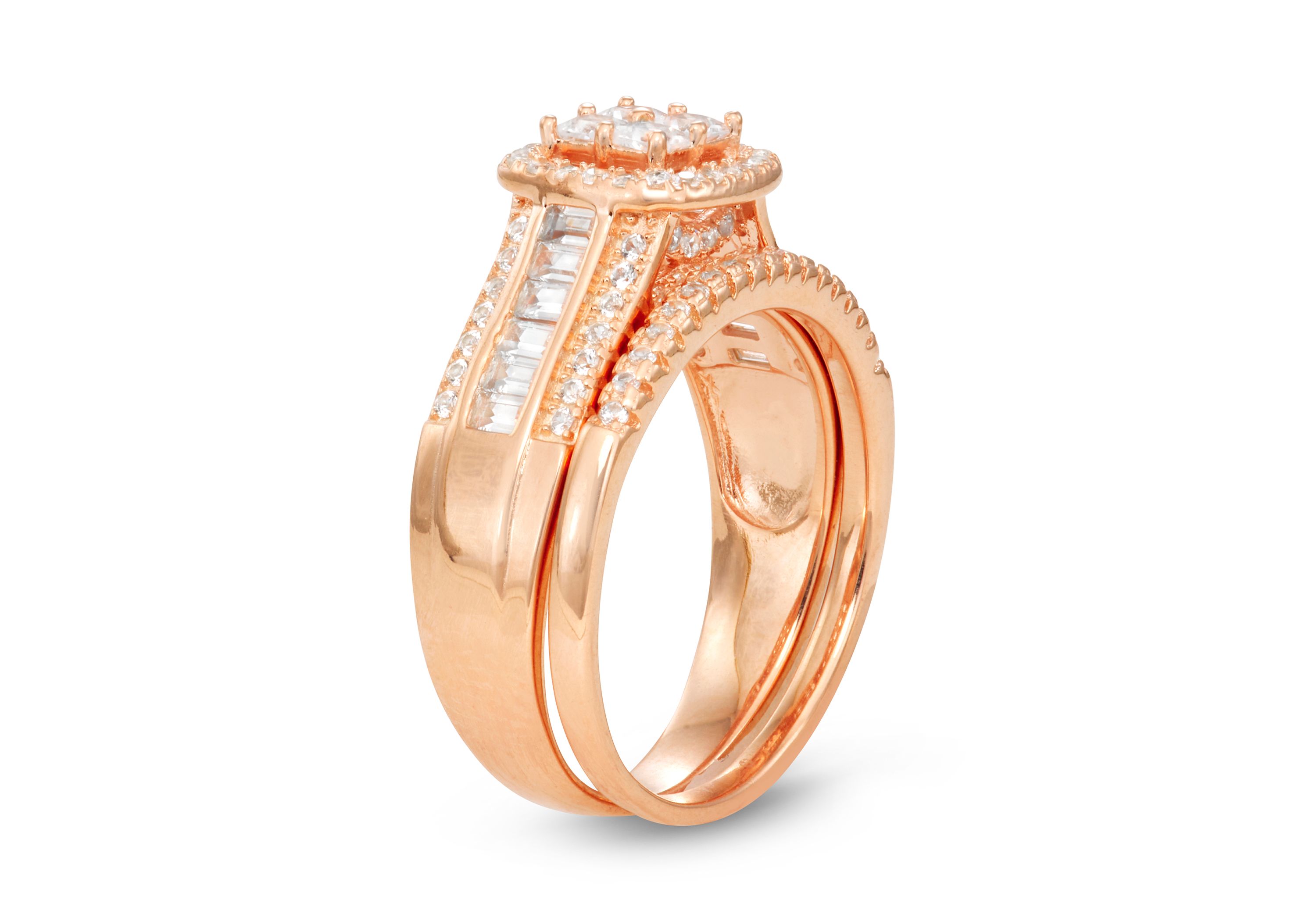 Lab Created Sterling Silver Created White Sapphire 2 Pc Ring