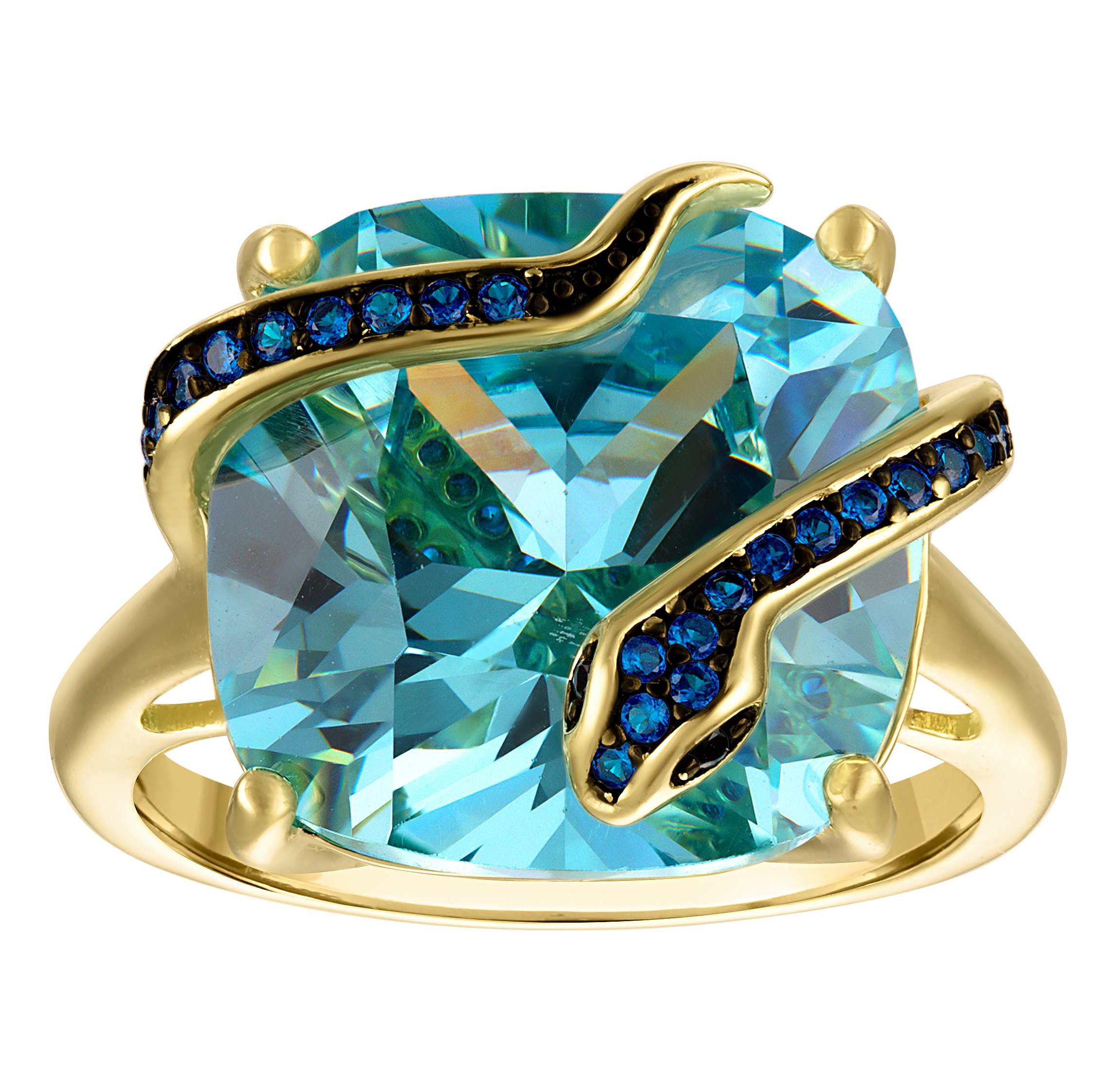 Sterling Silver Blue Topaz Snake Ring