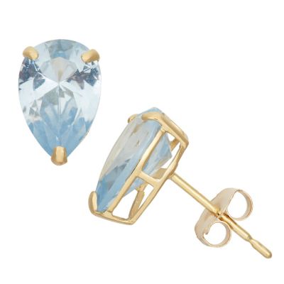 Jordan Blue NYC Lab Created 10KT Gold Created Ruby Pear Cut Stud Earrings