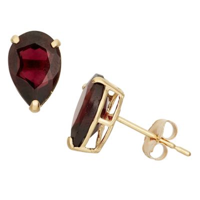 Jordan Blue NYC Lab Created 10KT Gold Created Ruby Pear Cut Stud Earrings, Red