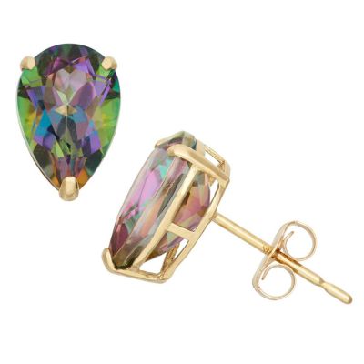 Jordan Blue NYC Lab Created 10KT Gold Created Ruby Pear Cut Stud Earrings