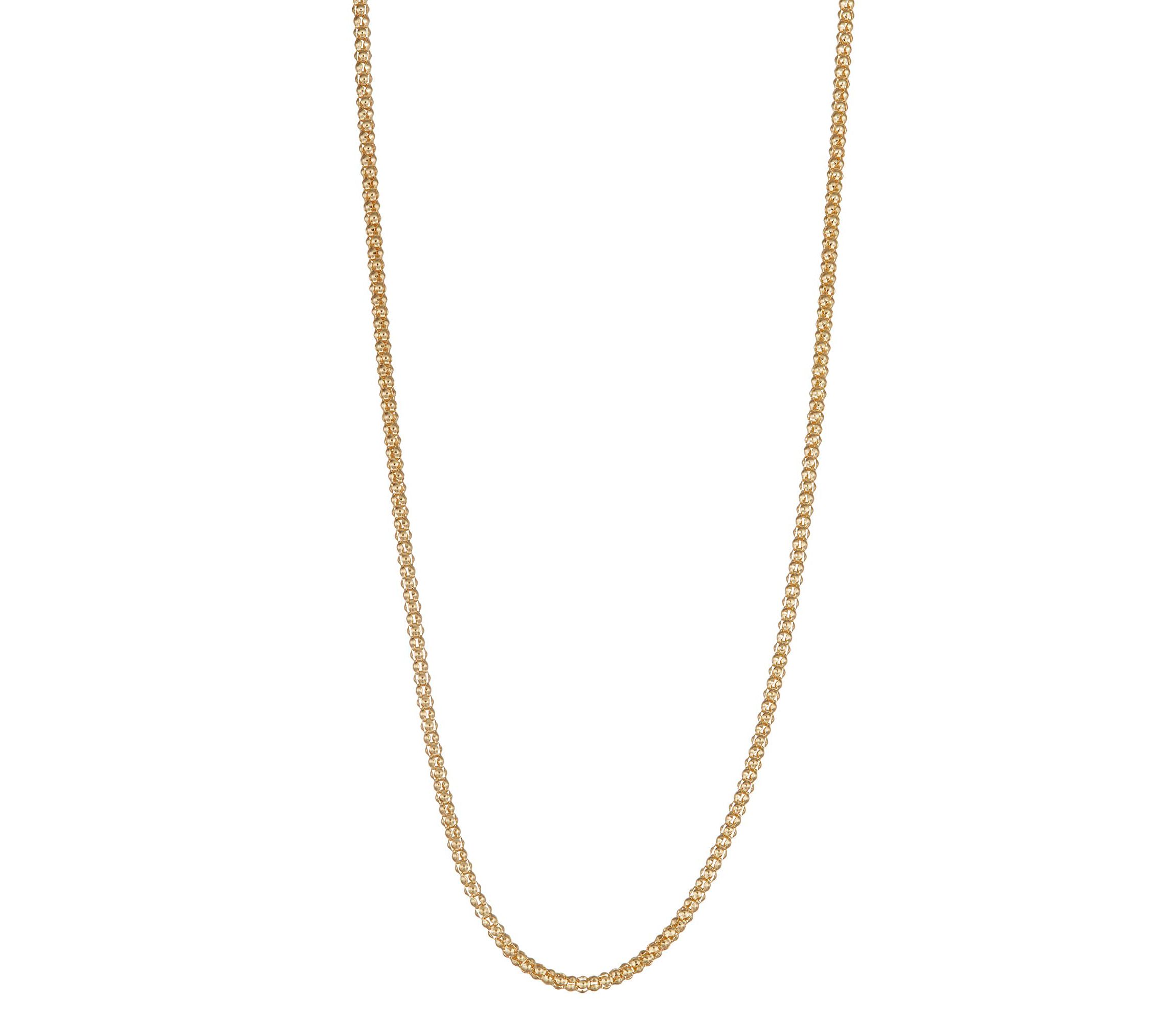 14Ktw Gold Mens 2mm Popcorn Chain Necklace