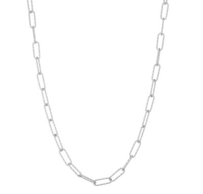 Jordan Blue NYC Sterling Silver Italian Diamond Cut Paperclip Chain Necklace, White, 18 in