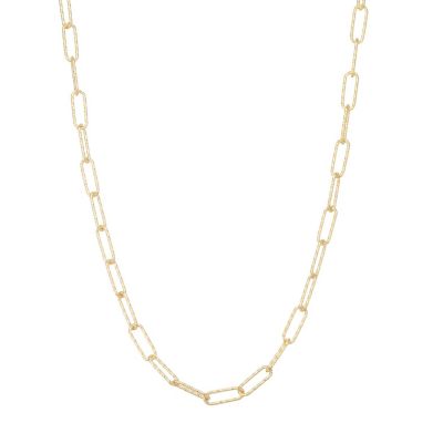 Jordan Blue NYC Sterling Silver Italian Diamond Cut Paperclip Chain Necklace, Yellow, 22 in