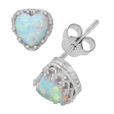 Jordan Blue NYC Sterling Silver 6mm Amethyst Heart Stud Earring, White
