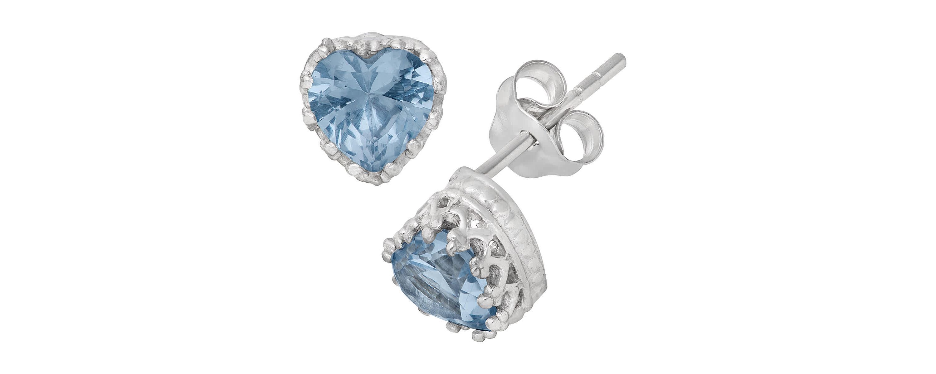 Sterling Silver 6mm Amethyst Heart Stud Earring
