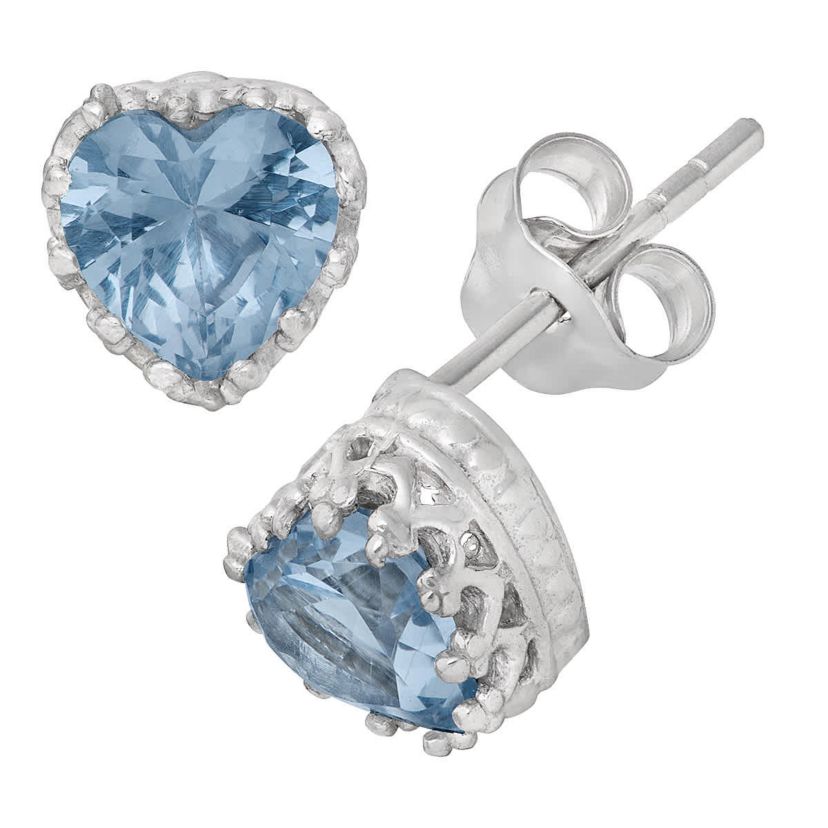 Sterling Silver 6mm Amethyst Heart Stud Earring
