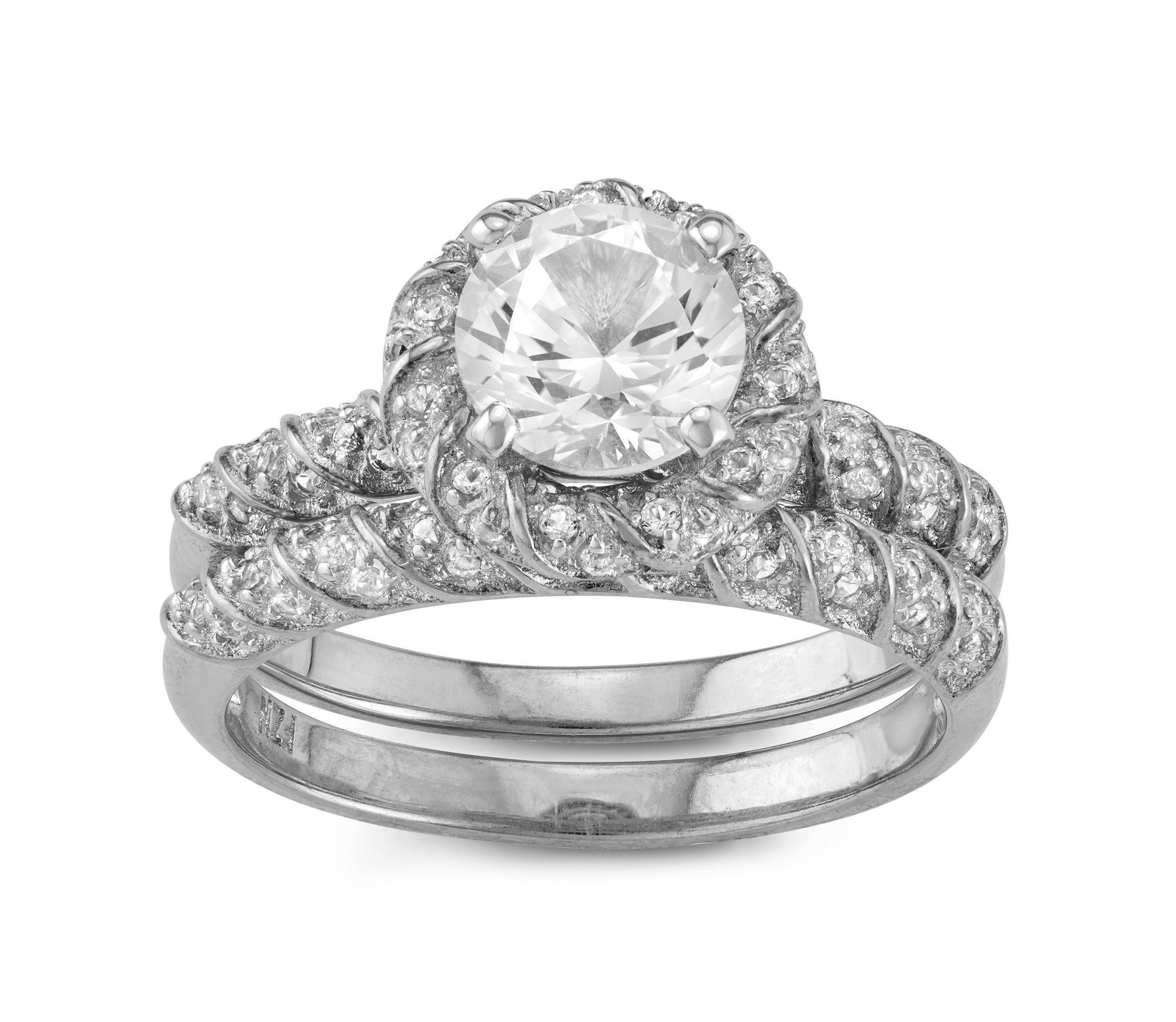 Lab Created Sterling Silver Created White Sapphire 2 Pc Ring