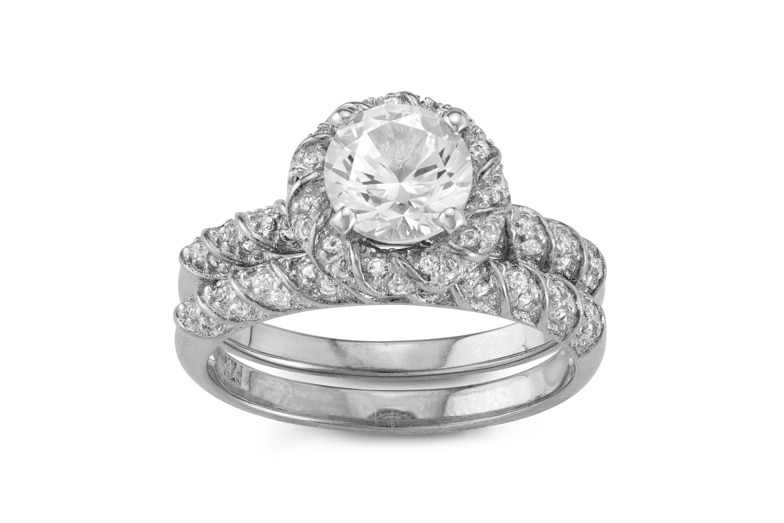 Lab Created Sterling Silver Created White Sapphire 2 Pc Ring