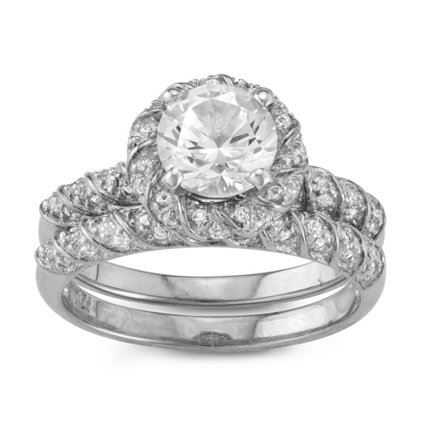 Lab Created Sterling Silver Created White Sapphire 2 Pc Ring