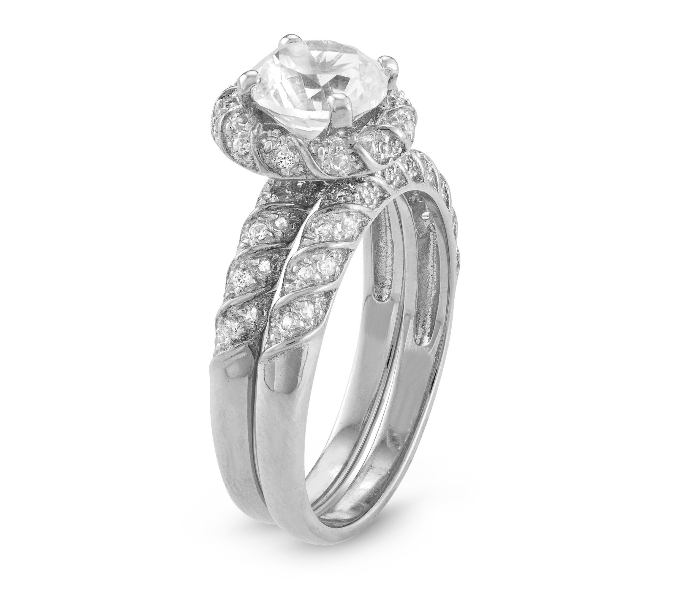 Lab Created Sterling Silver Created White Sapphire 2 Pc Ring