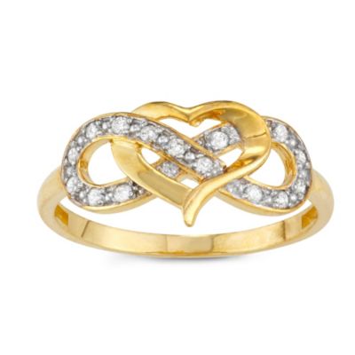 Jordan Blue NYC 10KT Gold 1/7 Cttw Diamond Heart Infinity Ring