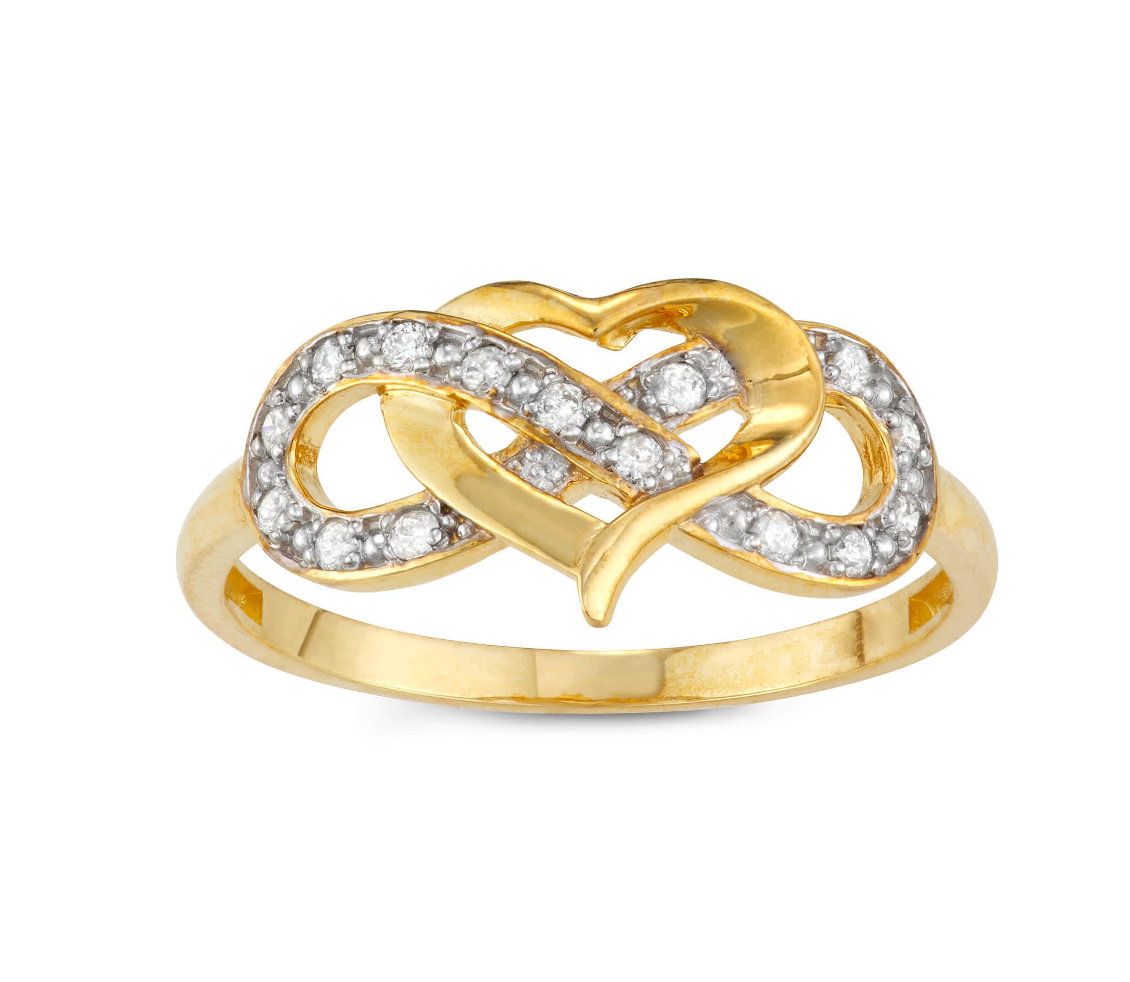 10Kt Gold 1/7 Cttw Diamond Heart Infinity Ring