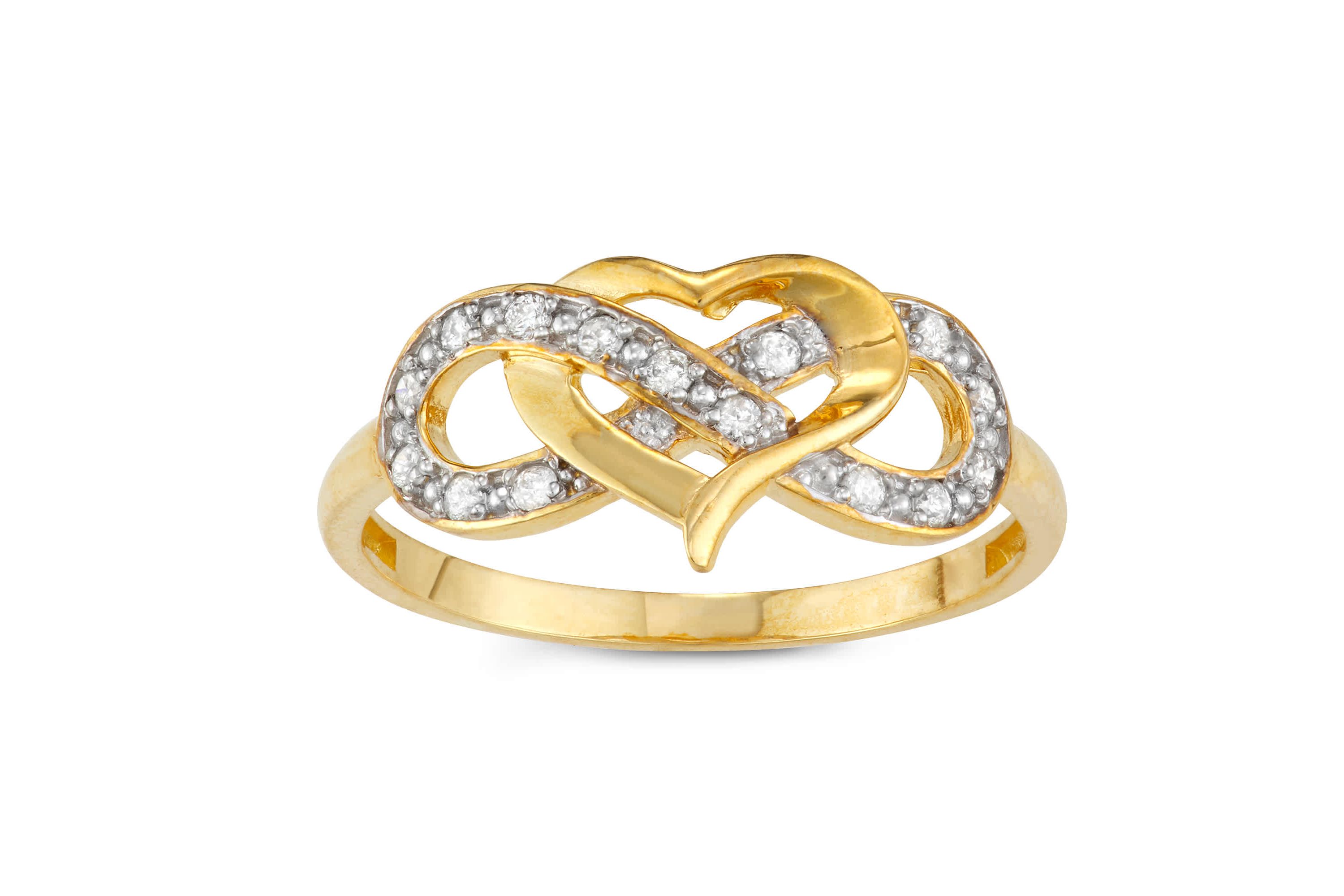 10Kt Gold 1/7 Cttw Diamond Heart Infinity Ring