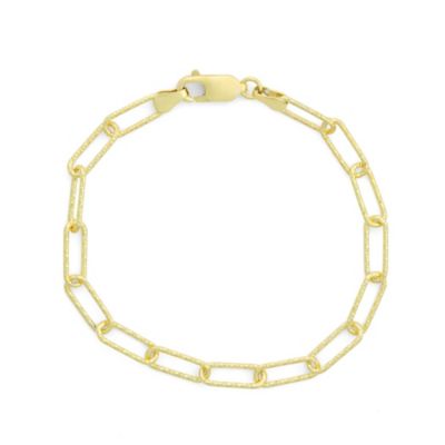 Jordan Blue NYC Sterling Silver Italian Diamond Cut Paperclip Chain Bracelet, Yellow, 7.25 in