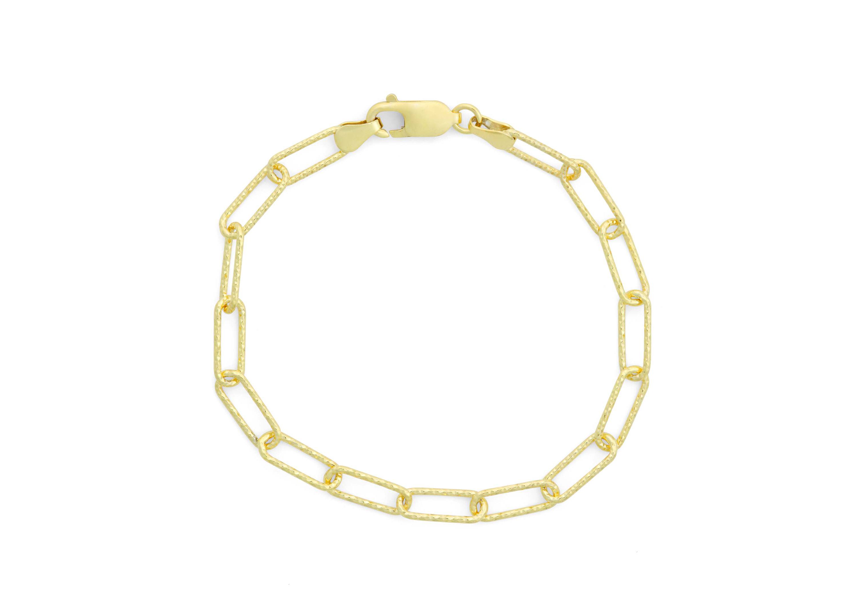Sterling Silver Italian Diamond Cut Paperclip Chain Bracelet
