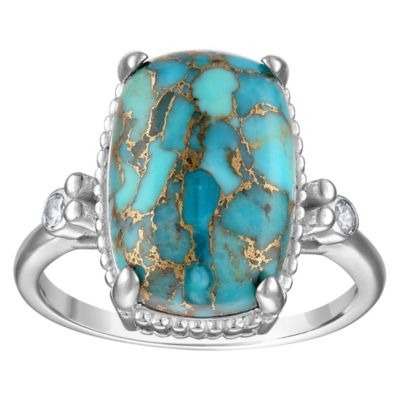 Jordan Blue NYC Sterling Silver Copper Turquiose Halo Ring, 8