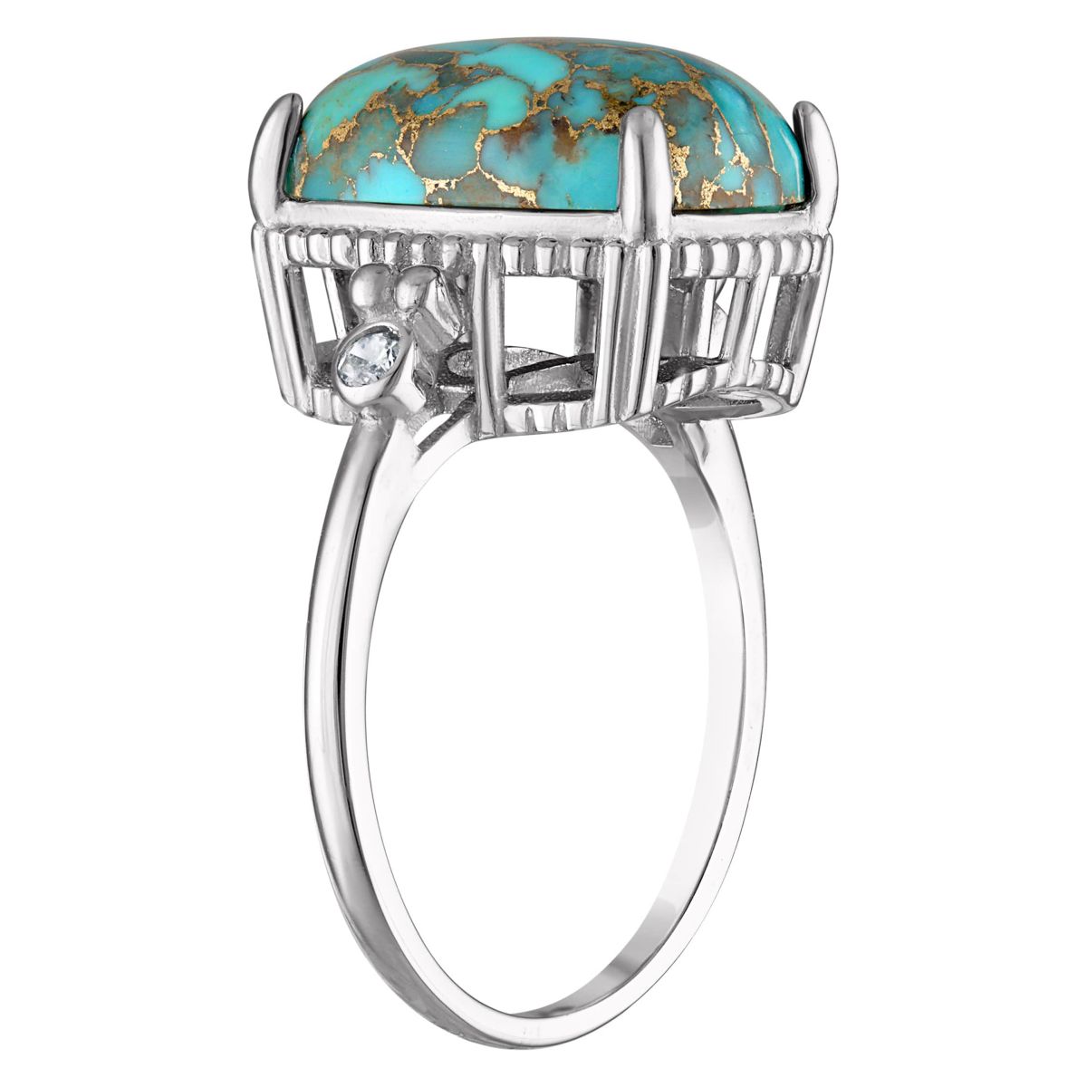 Sterling Silver Copper Turquiose Halo Ring