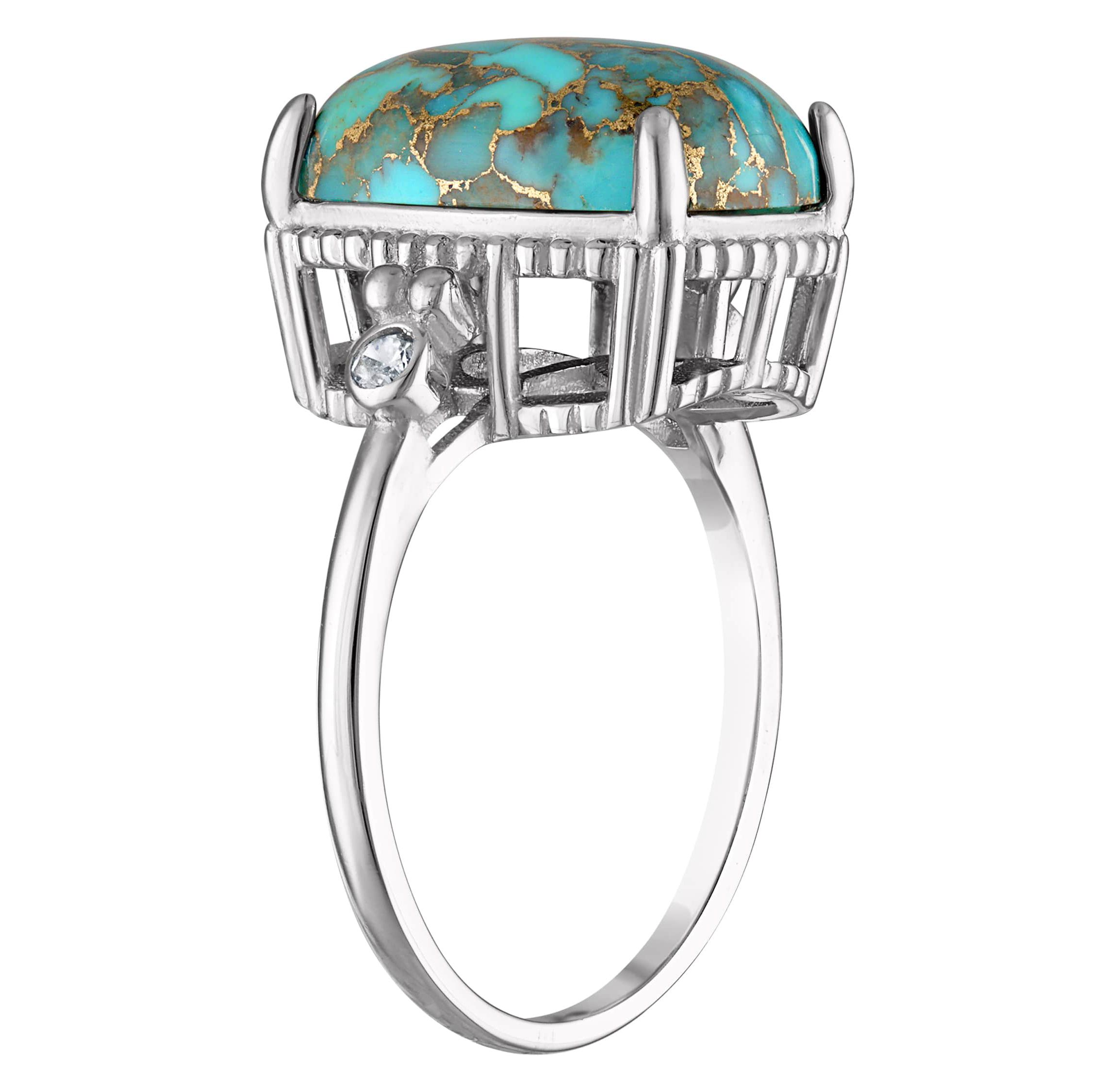 Sterling Silver Copper Turquiose Halo Ring