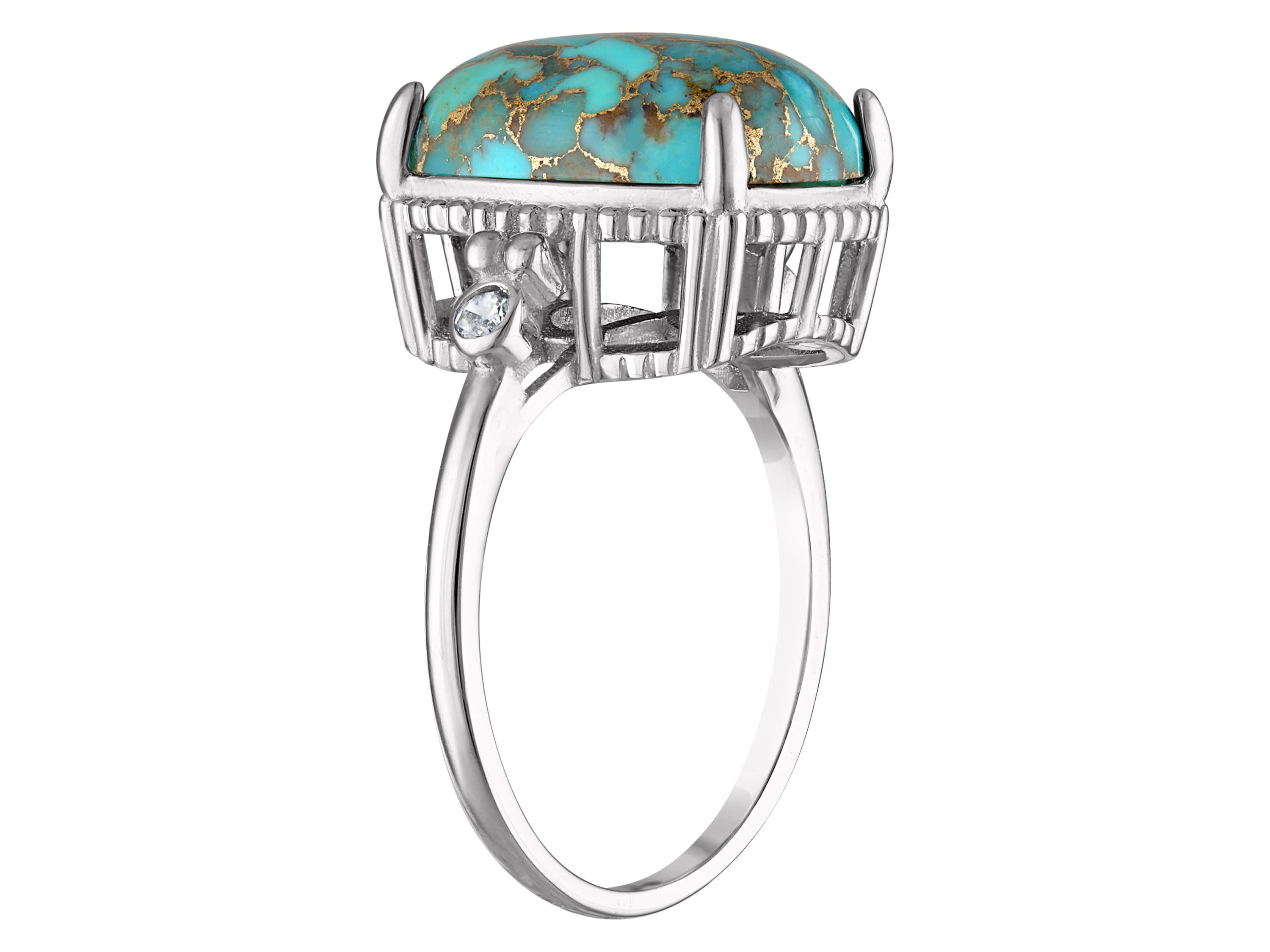 Sterling Silver Copper Turquiose Halo Ring