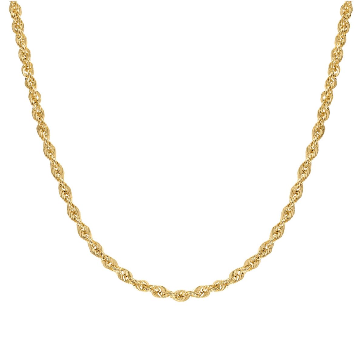 14Kt Gold Mens 3.1mm Rope Chain Necklace