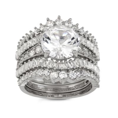 Jordan Blue NYC Lab Created Sterling Silver Created White Sapphire 5 Pc Stackable Ring, 9