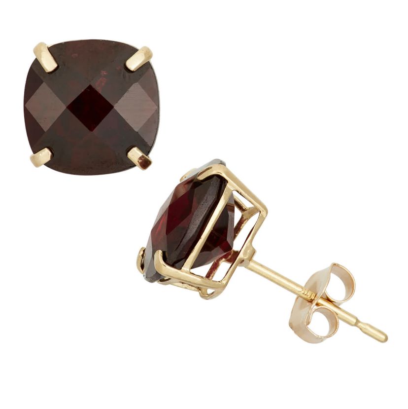 Lab Created 10Kt 8X8mm Cushion Createdemerald Stud Earrings