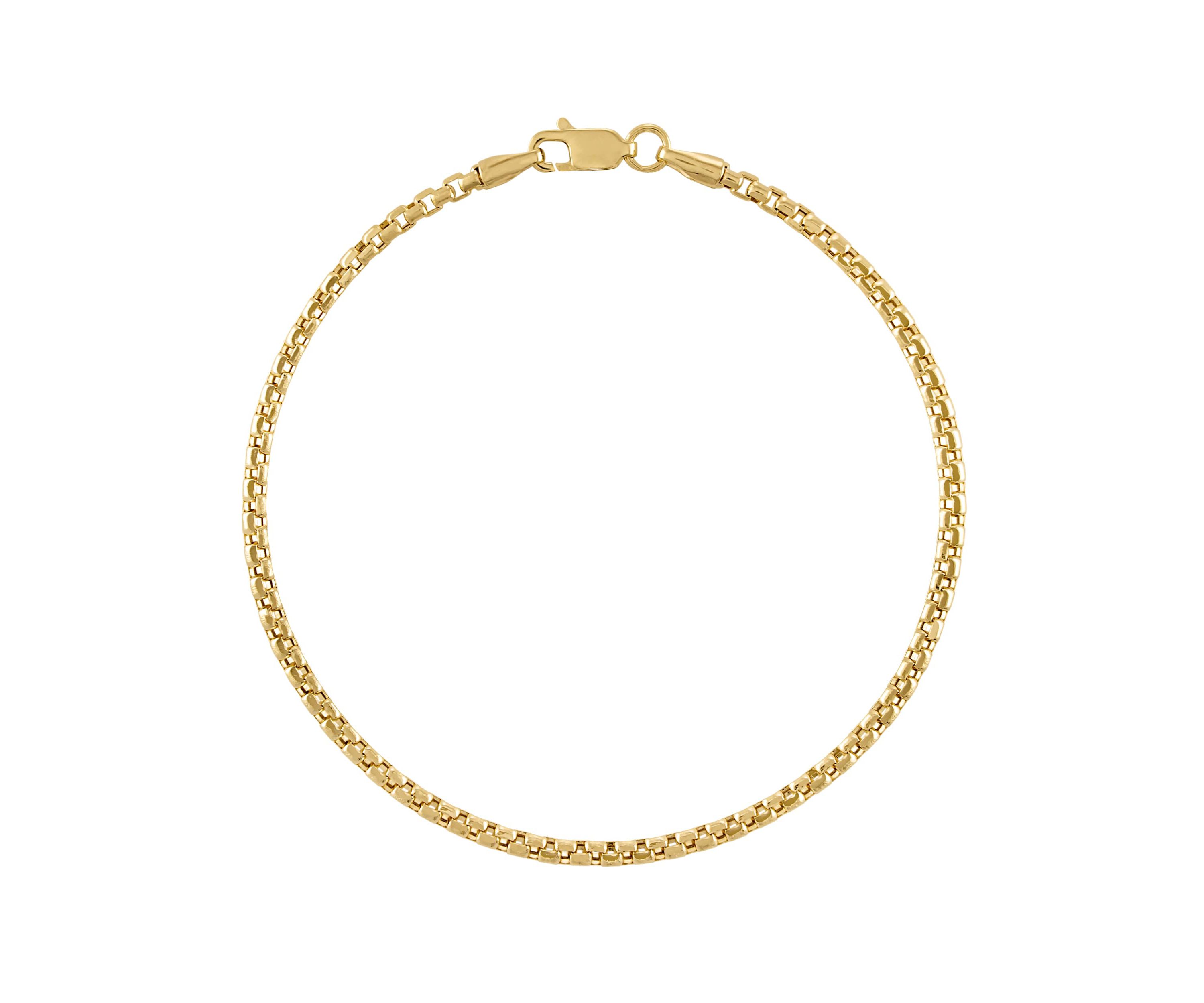 14Kt 2.45mm Box Chain Bracelet