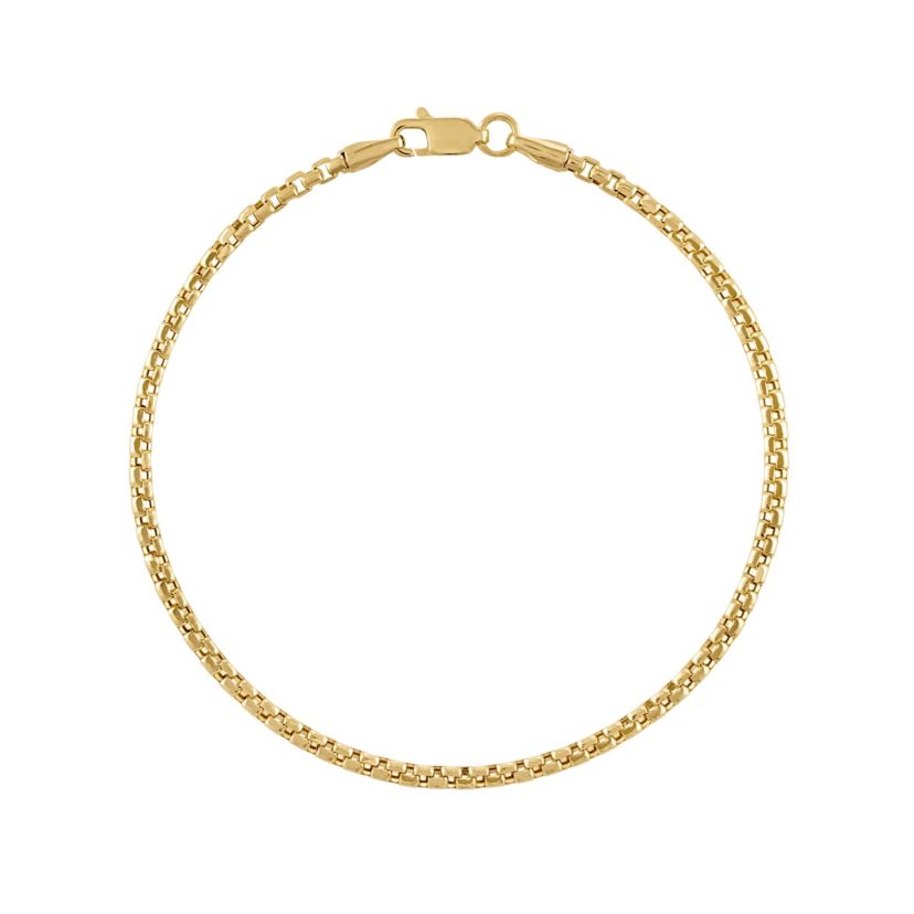 14Kt 2.45mm Box Chain Bracelet