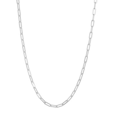 Jordan Blue NYC Sterling Silver Italian Flat Paperclip Chain Necklace, White, 18 in