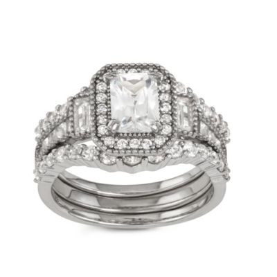 Jordan Blue NYC Lab Created Sterling Silver Created White Sapphire 5 Pc Stackable Ring, 6