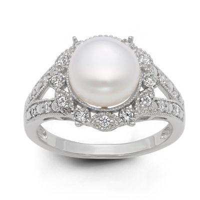 Jordan Blue NYC Sterling Silver Freshwater Pearl Ring, White, 6