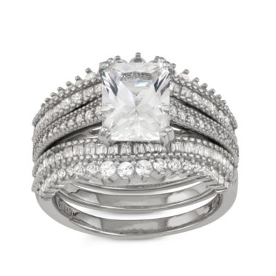 Jordan Blue NYC Lab Created Sterling Silver Created White Sapphire 3pc Ring, 6