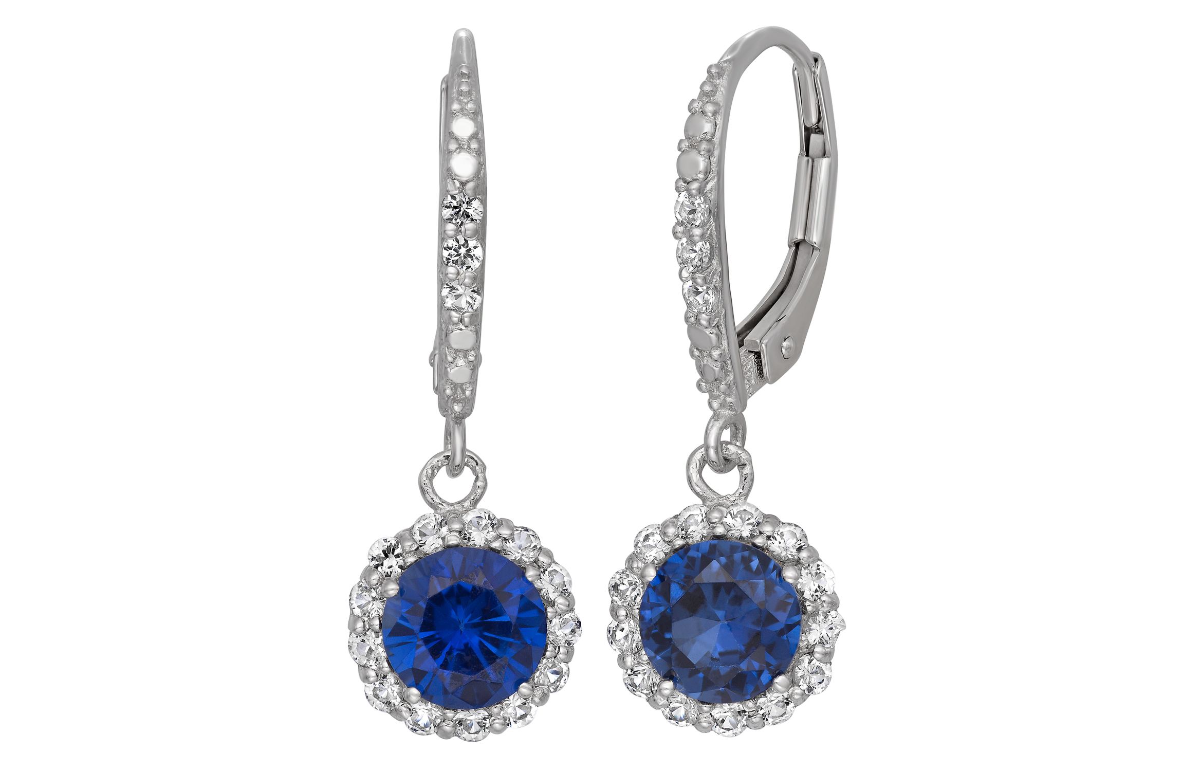 Lab Created Sterling Silver Created Sapphire Dangle Leverback Earring