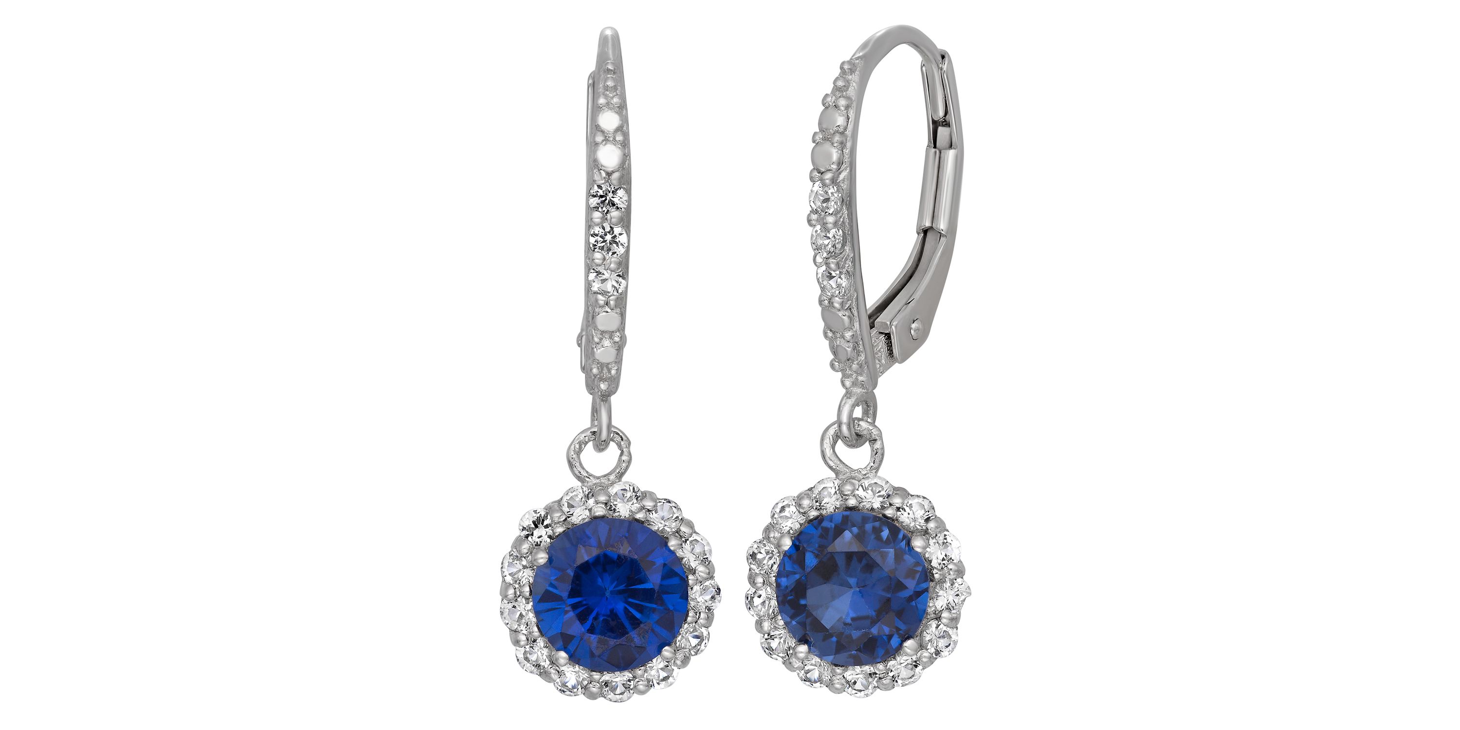 Lab Created Sterling Silver Created Sapphire Dangle Leverback Earring