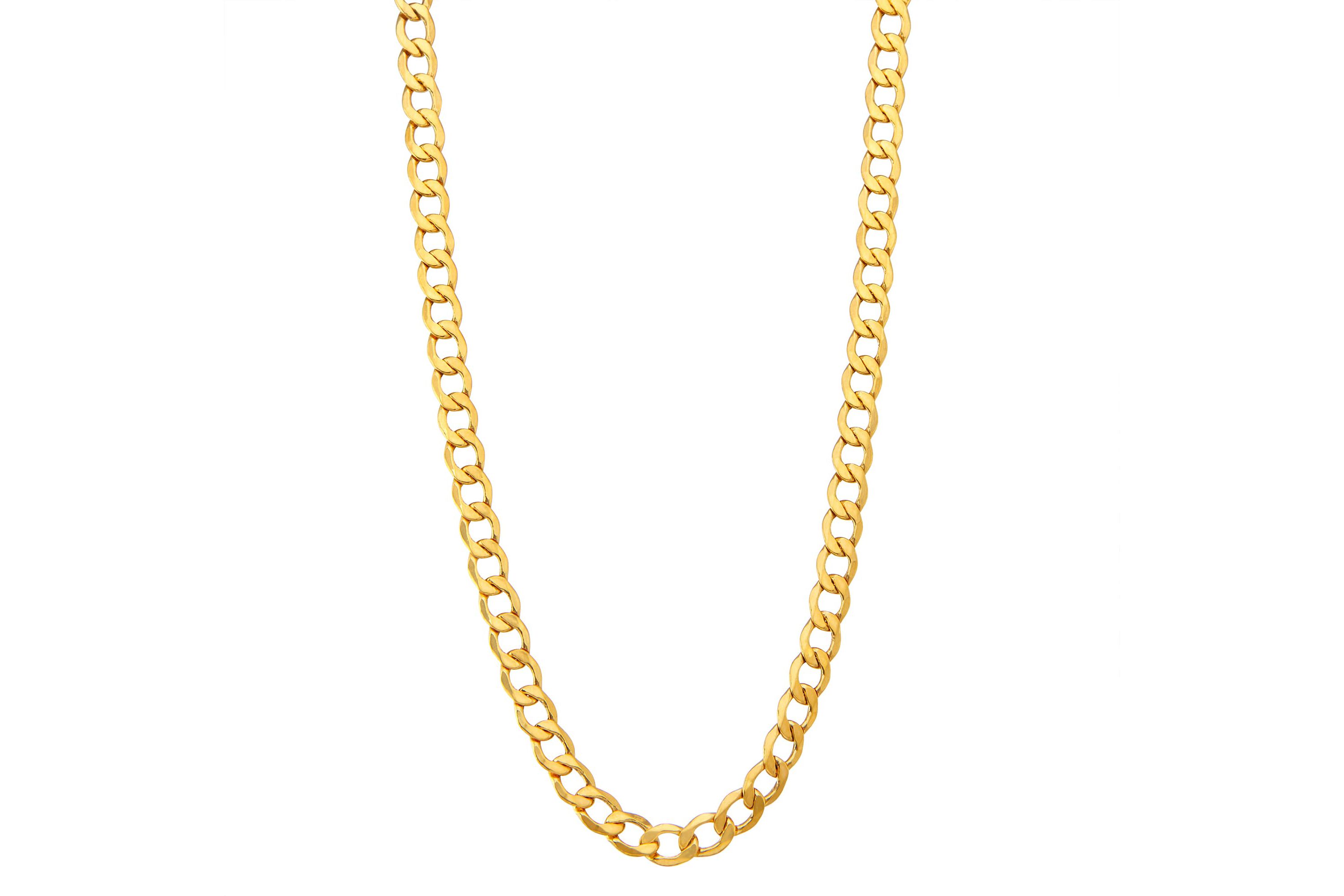 14Kt Gold Mens 6.5mm Curb Chain Necklace