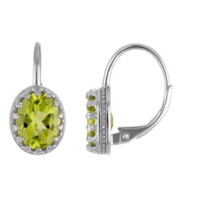 Jordan Blue NYC Sterling Silver Sky Blue Topaz Oval Leverback Earring, Green