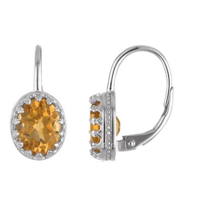 Jordan Blue NYC Sterling Silver Sky Blue Topaz Oval Leverback Earring, Orange