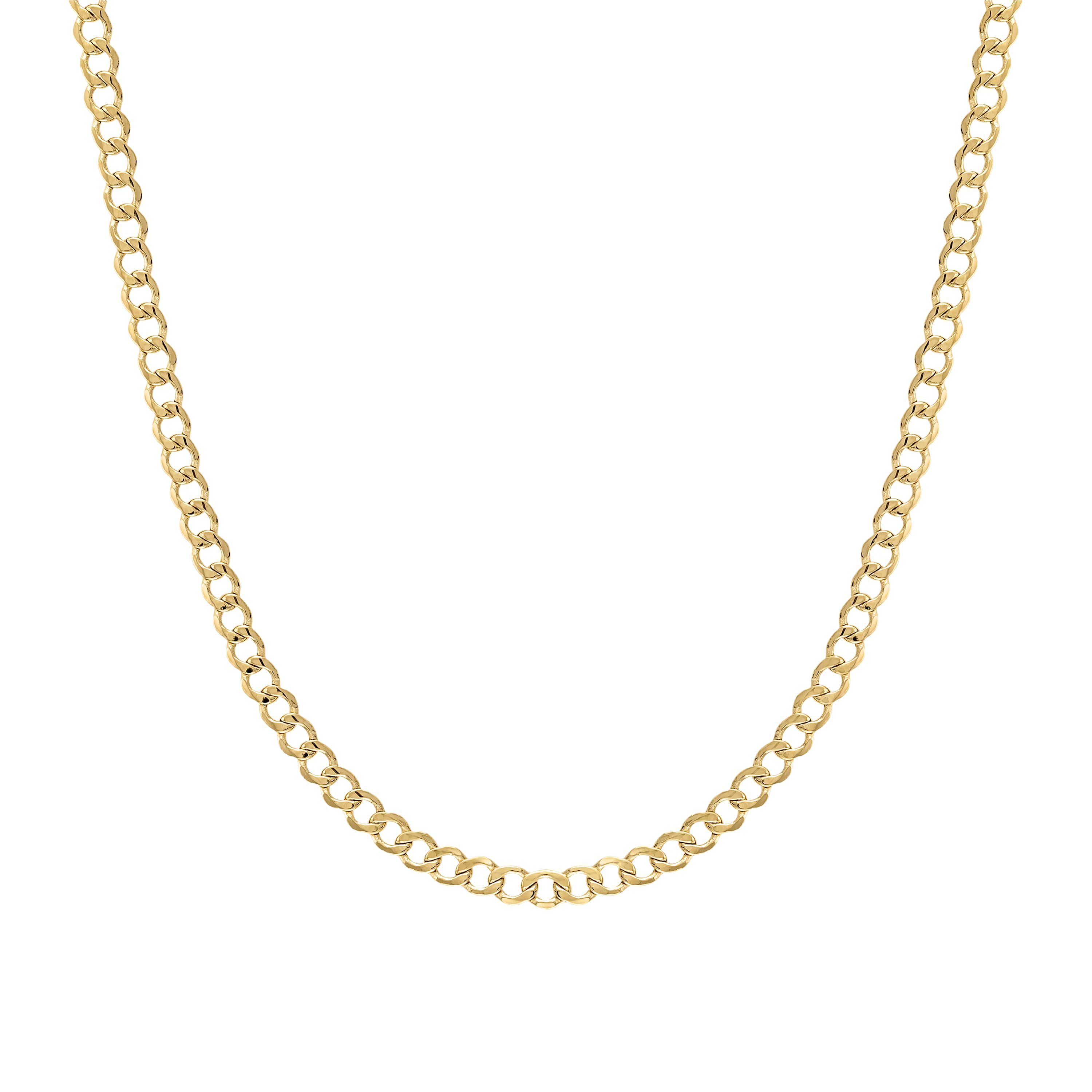 14Kt Gold Mens 3.5mm Curb Chain Necklace
