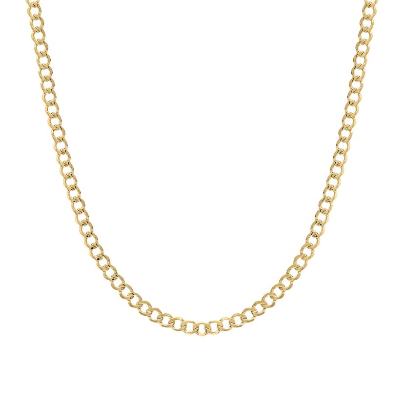 14Kt Gold Mens 3.5mm Curb Chain Necklace