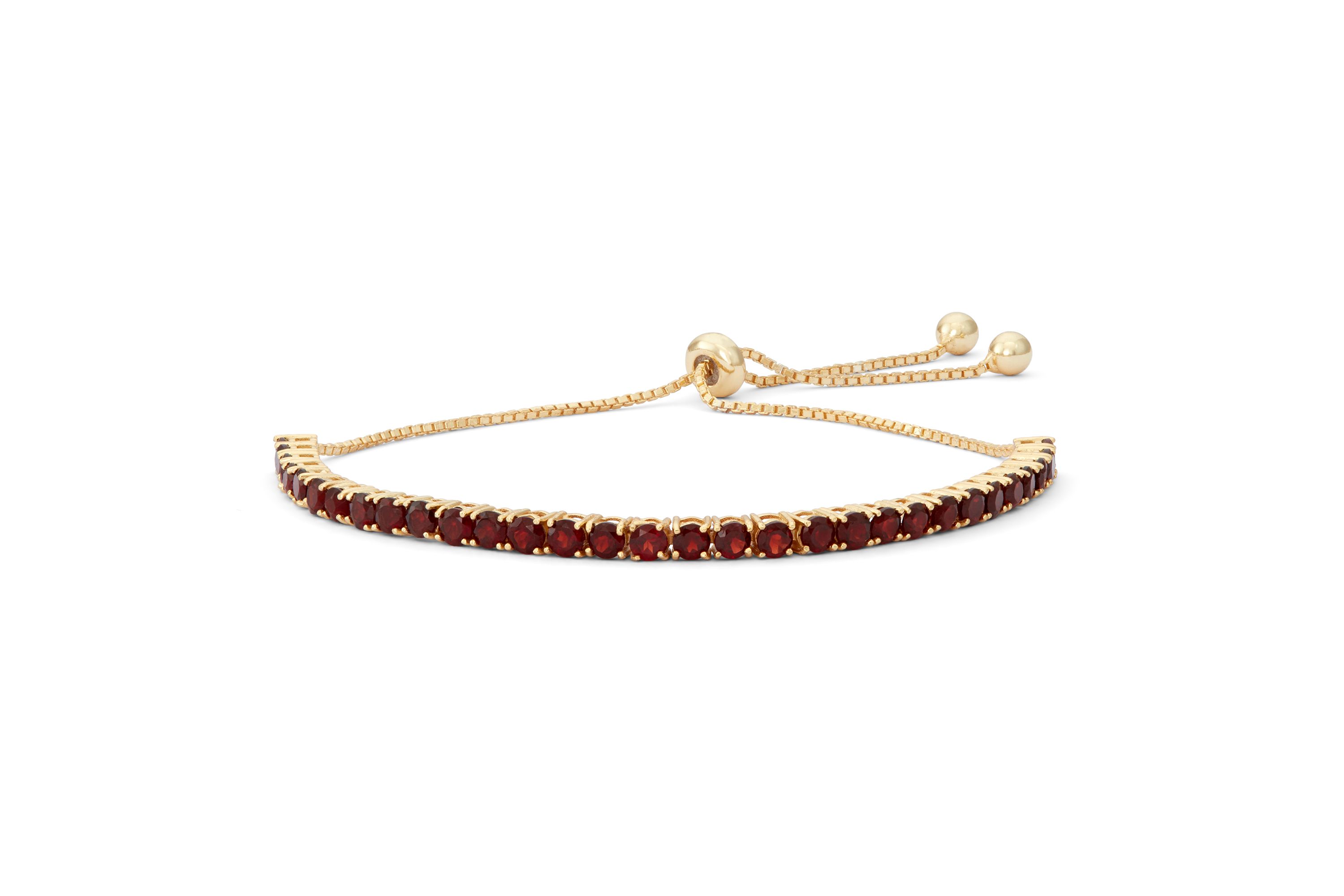 Sterling Silver Garnet Adjustable Tennis Bracelet