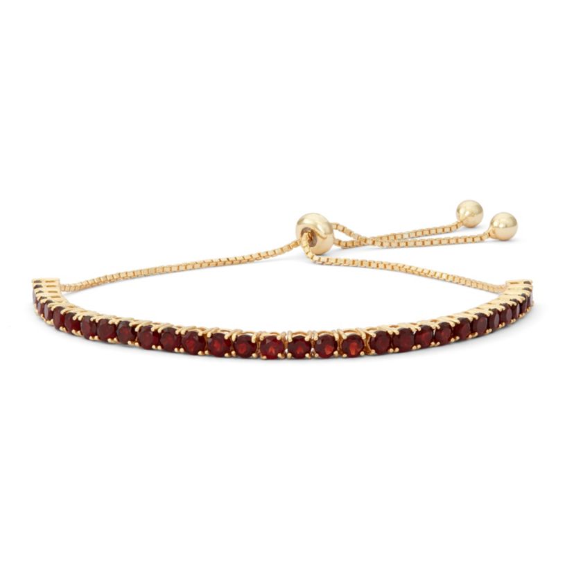 Sterling Silver Garnet Adjustable Tennis Bracelet
