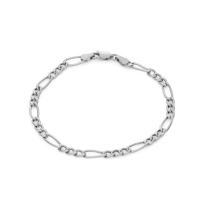Jordan Blue NYC Sterling Silver Men's 4mm Figaro Chain Bracelet, White, 7.25 in
